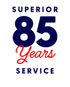 85 Years of Superior Service badge