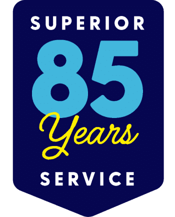 85 Years of Superior Service badge