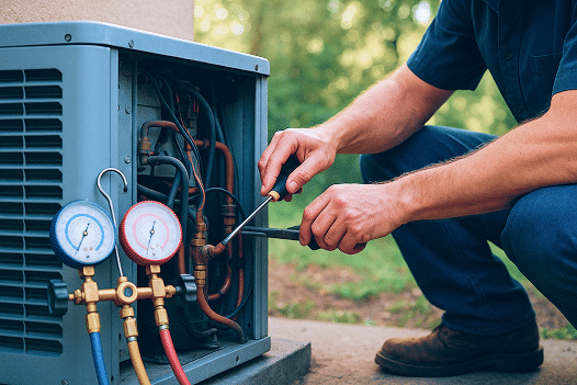 Tech working on hvac unit